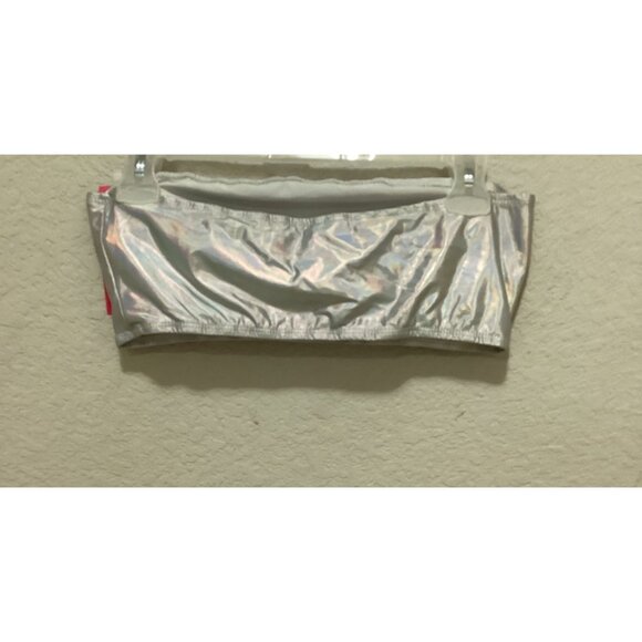 Silver Metallic Strapless Bandeau Top Shein Icon Size S - Picture 5 of 5